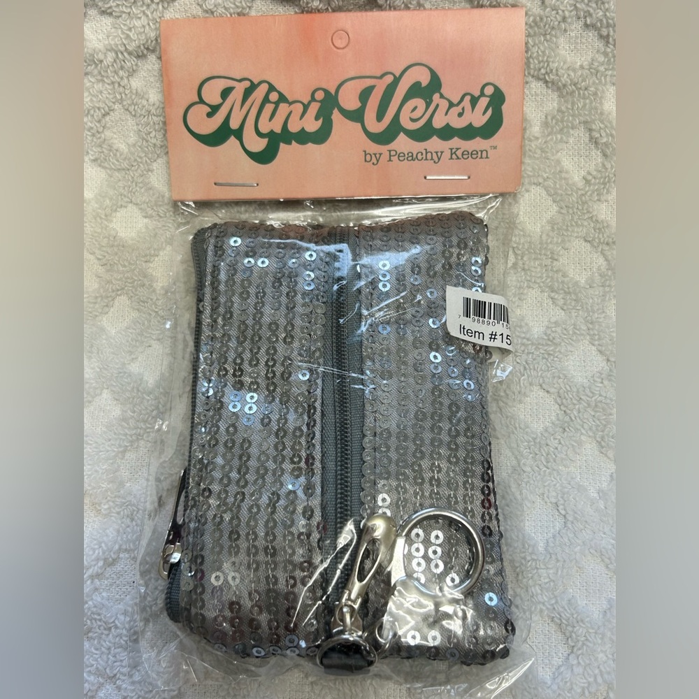 MIni Versi bag with Face Mask - NWT in bag - Silver Sequins - keychain